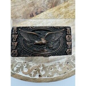1776-1976 Bicentennial Belt Buckle Eagle USA Patriotic Brass by Adezy Denver